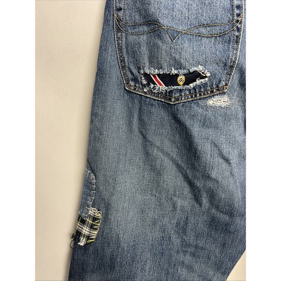 Polo Ralph Lauren Jeans Mens Size 32x32 Distressed Classic Fit Bandana Patchwork - Picture 7 of 14